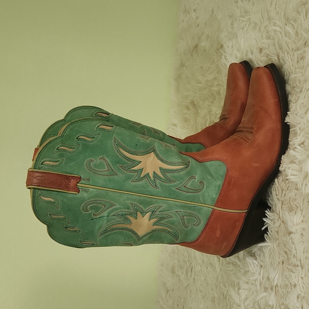 Ariat Women's Manzanita Pink Green Western Boots - Size 7.5 B